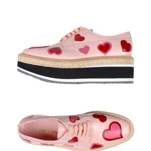 Prada Microform Heart Platform Espadrille Loafers Orchidea